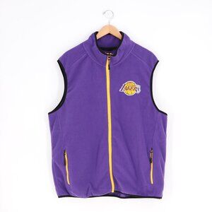 ULTRA GAME NBA LA LAKERS Men's Soft Fleece Zip-Up Vest Jacket Size XL